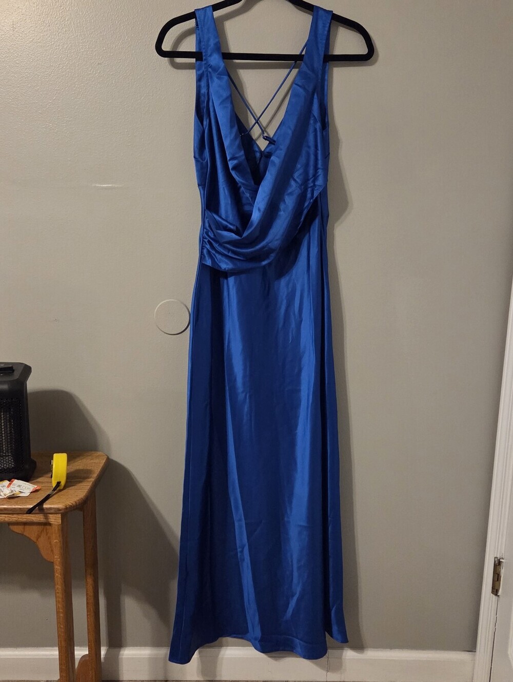 Hello Molly Womens Blue Fields Satin Maxi Dress. Sz 4 Fairy Whimsical Wedding - Picture 6 of 9